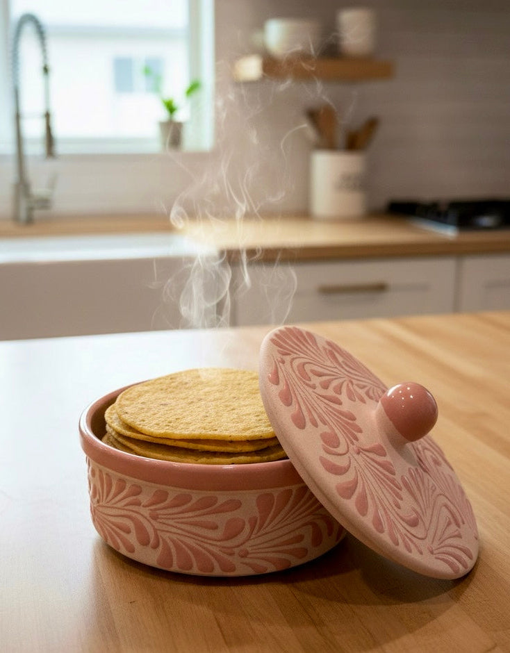 Flourish pink tortilla warmer