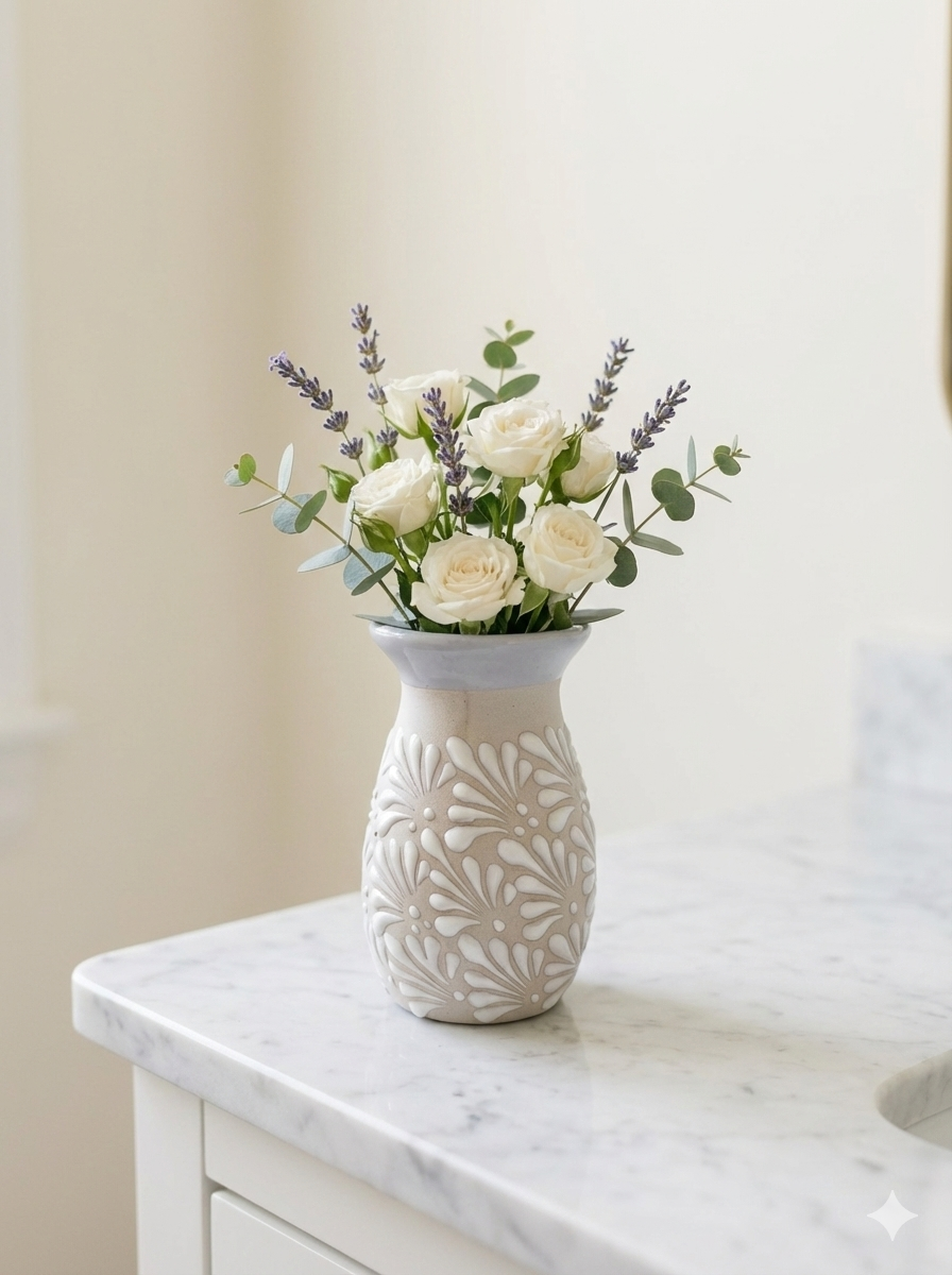 Mini flower vase lavender grey rim
