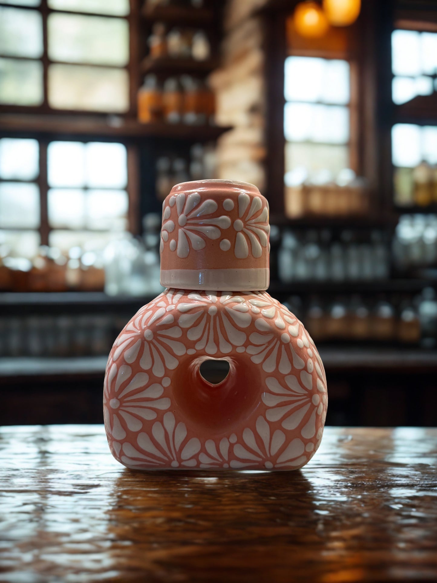 Heart shaped pink tequilera