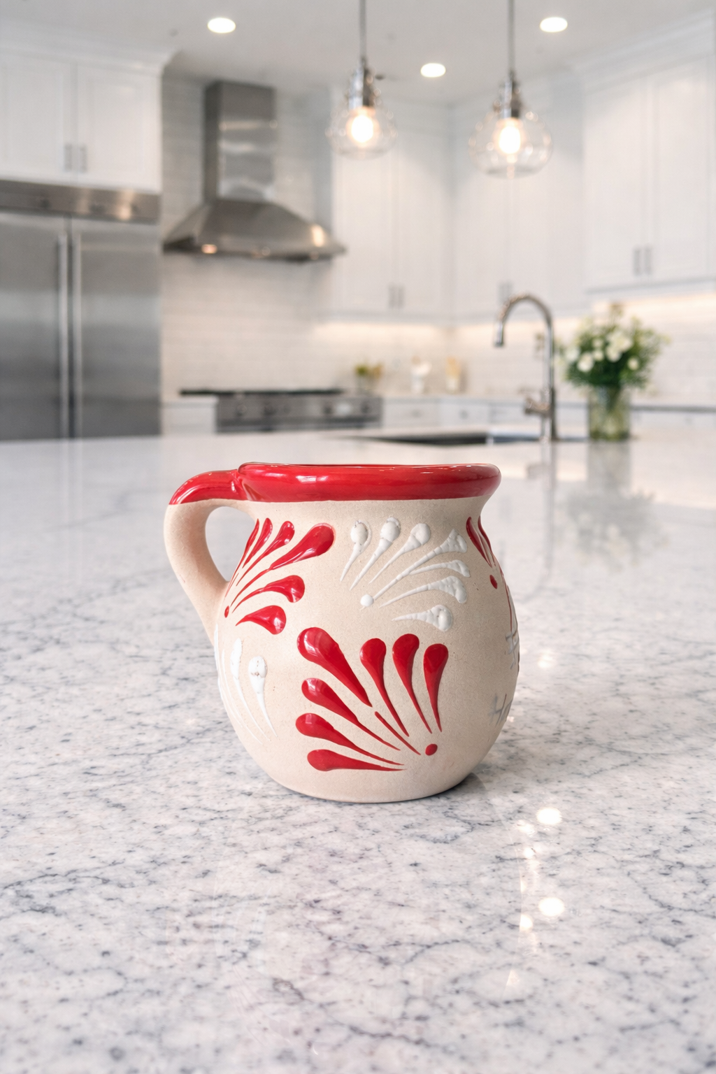 Red and white HK plumeado mug