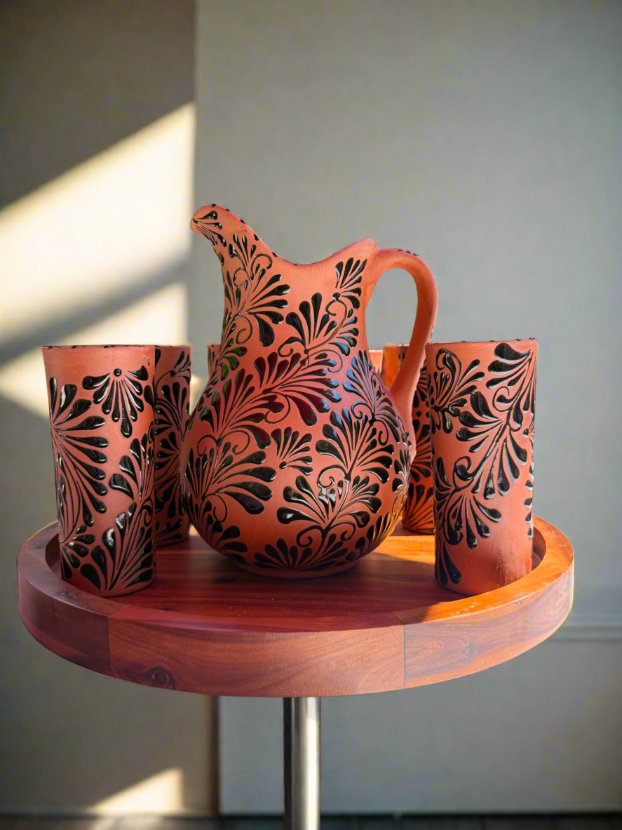 Flourish black pitcher set