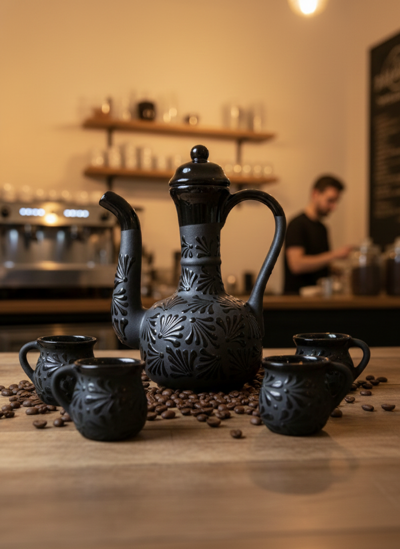 Aladdin teapot with 4 mugs