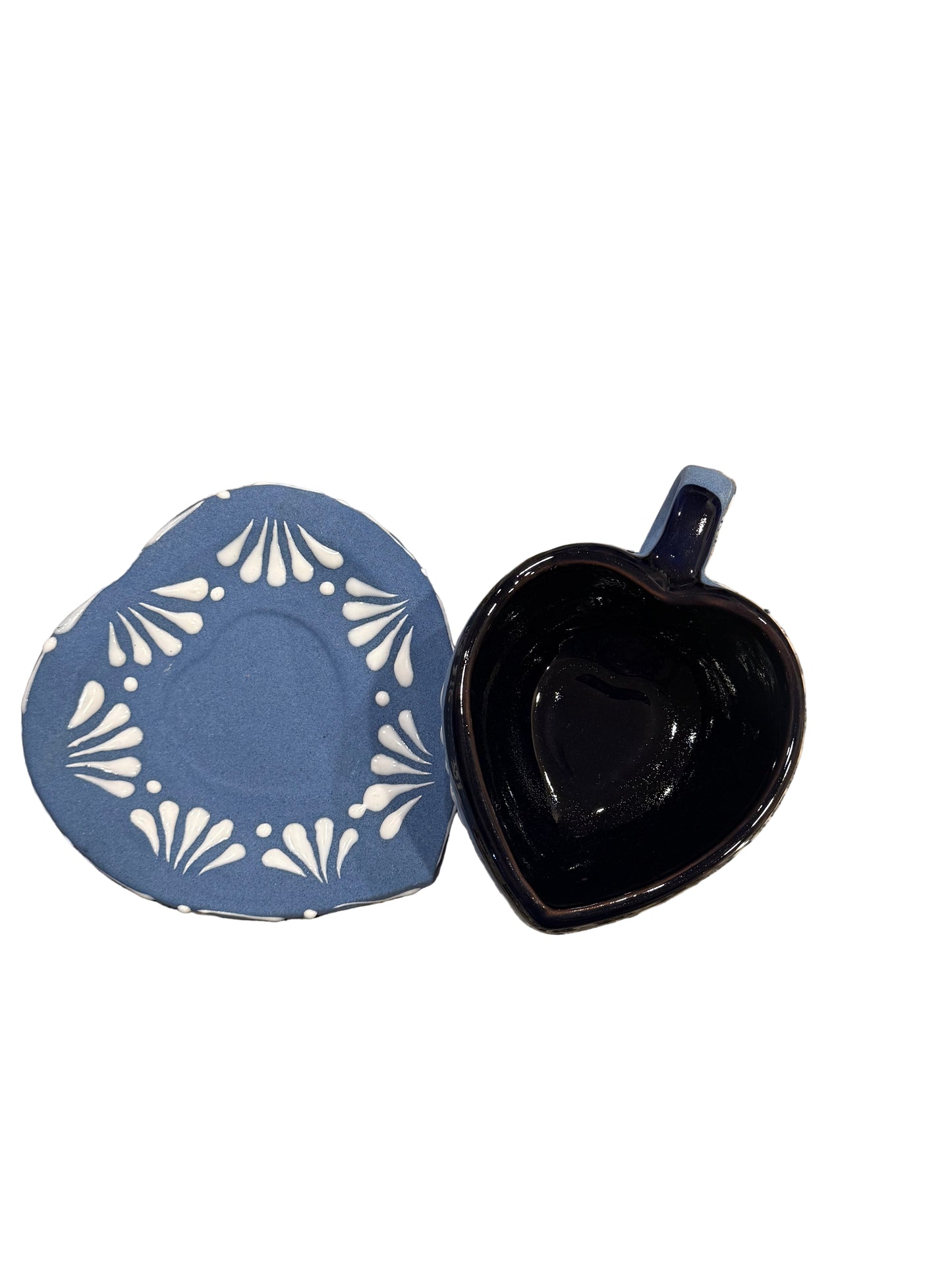 Blue heart mug&plate