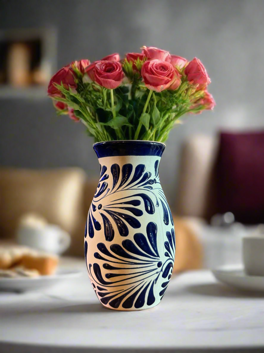 Blue flourish flower vase