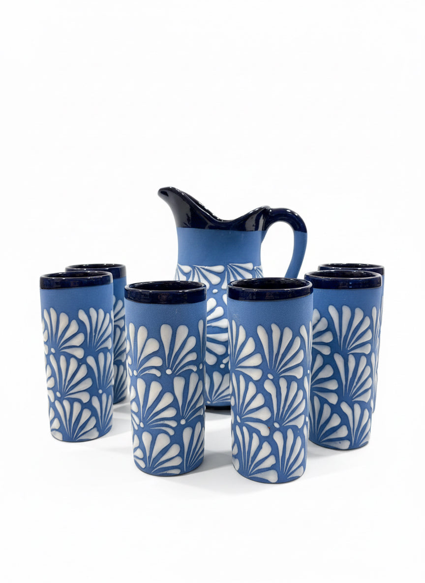 Blue pitcher set