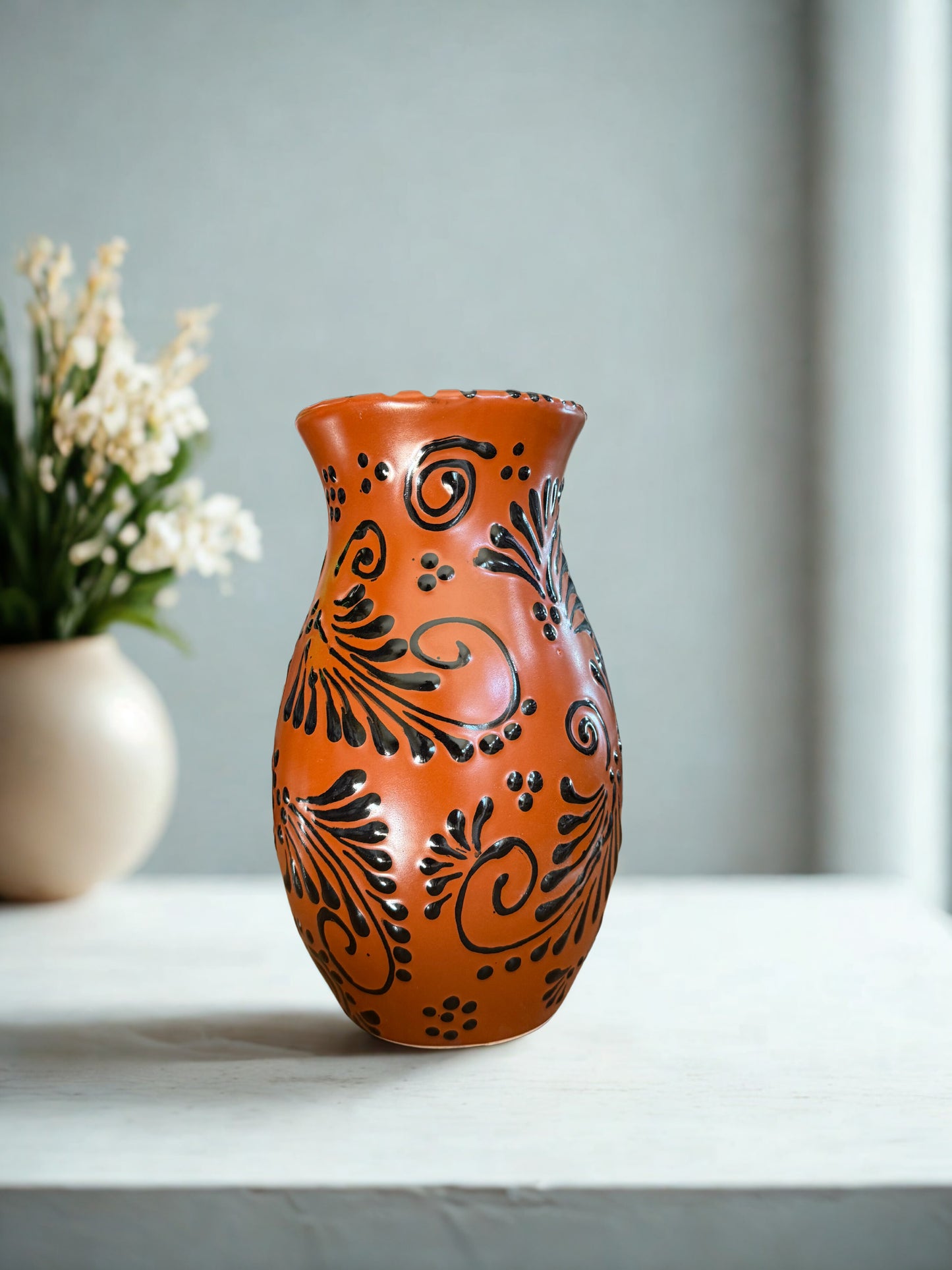 Terracotta flower vase