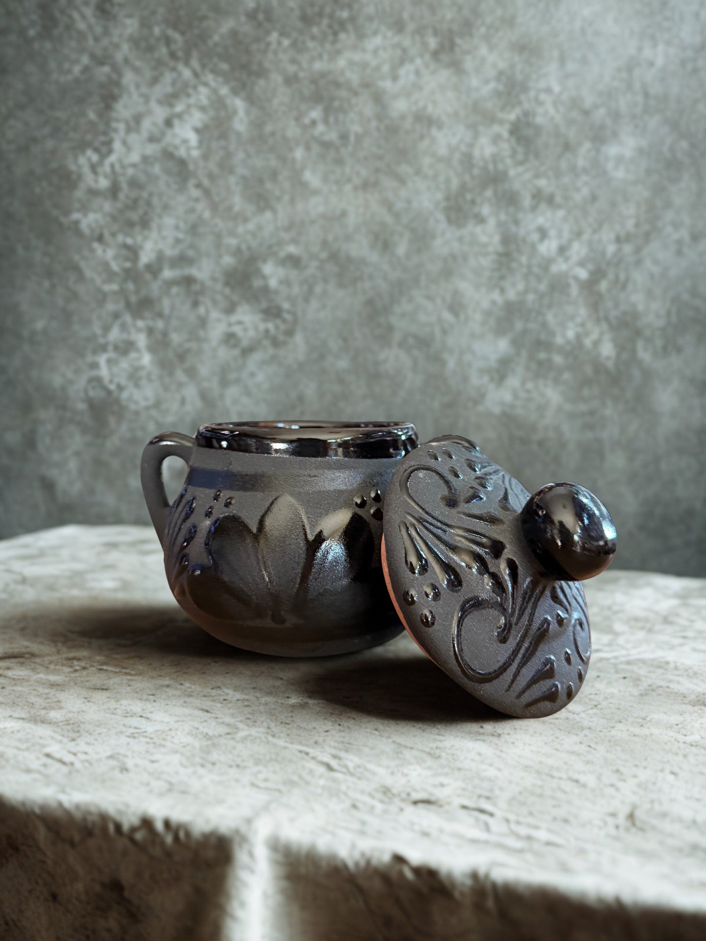 Floral black sugar tray