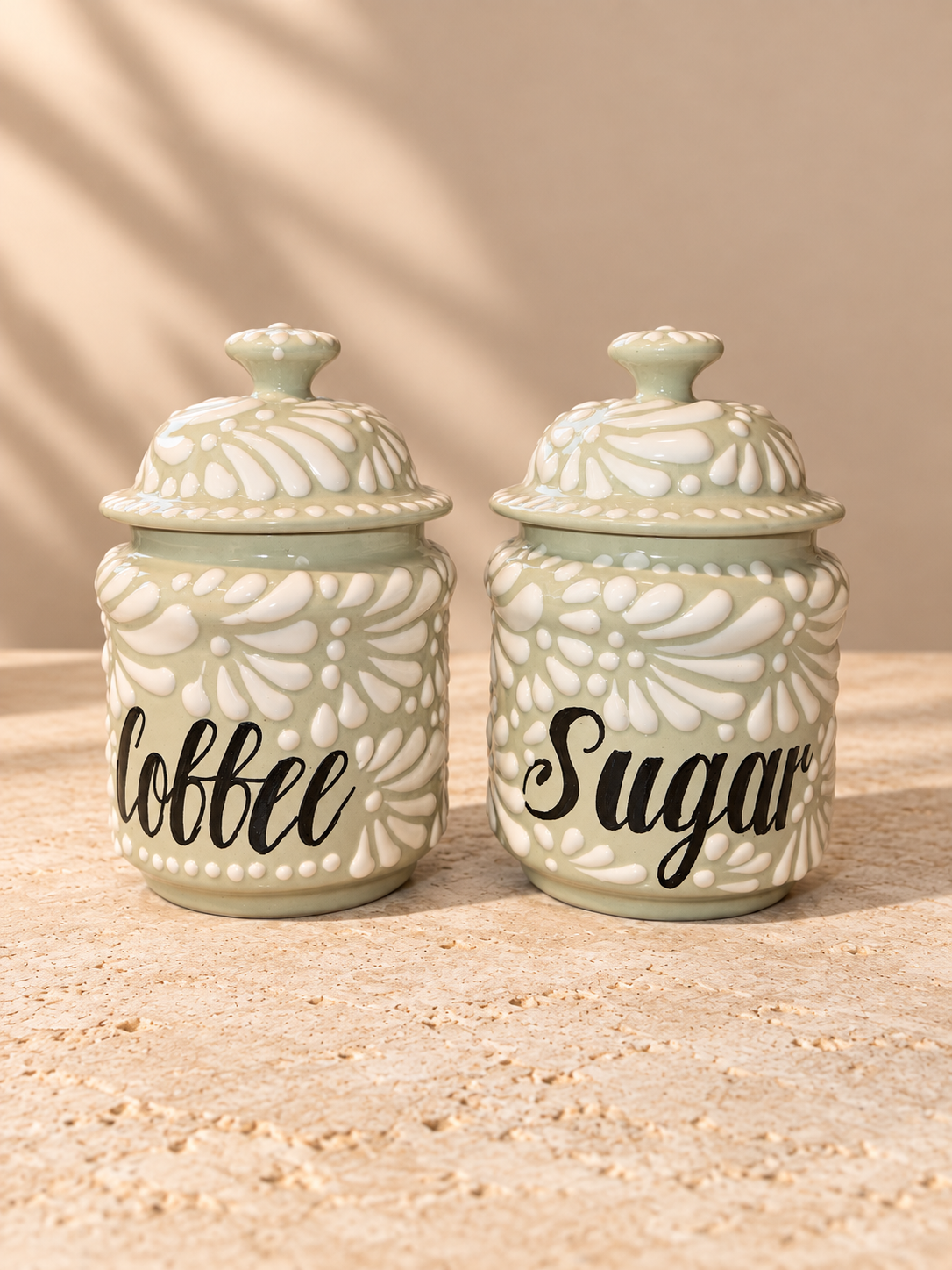 Perla de barro coffee and sugar caddies