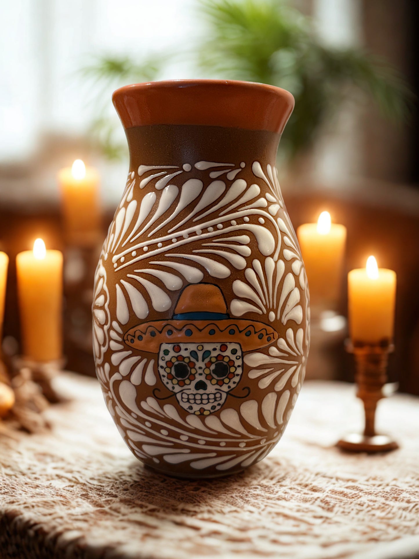 Orange rim catrin flower vase