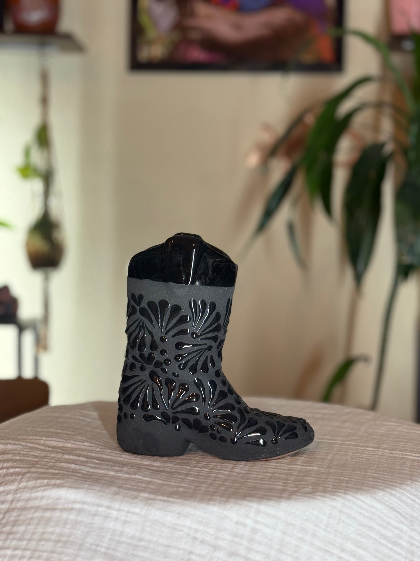 Matte black boot
