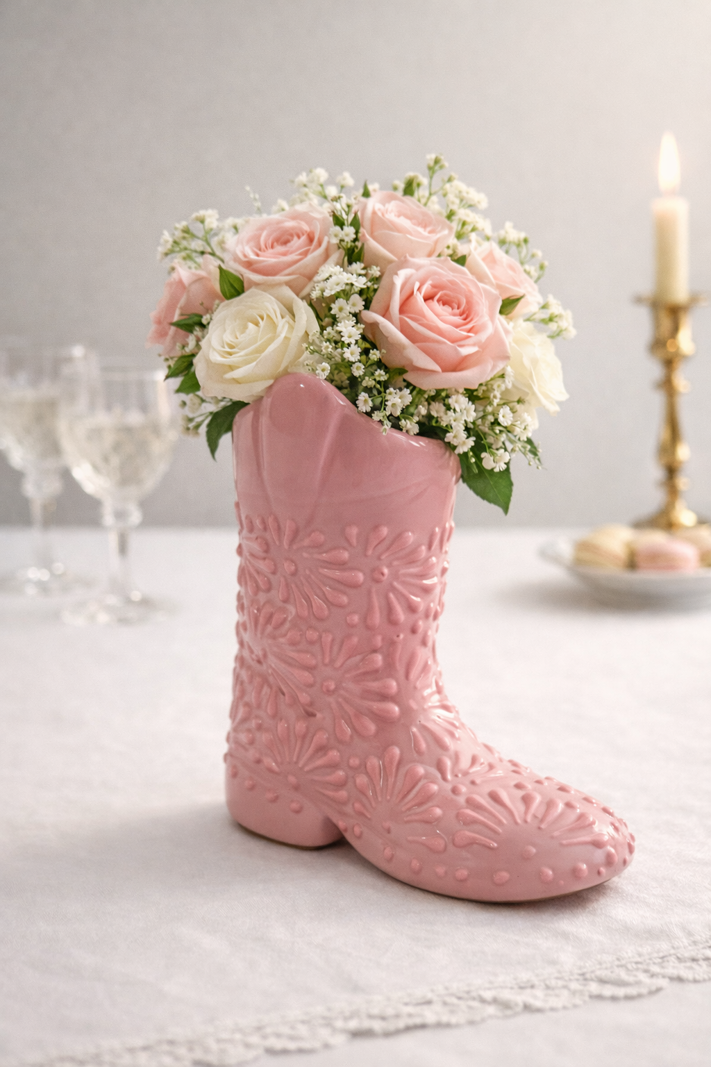 Full plumeado pink boot