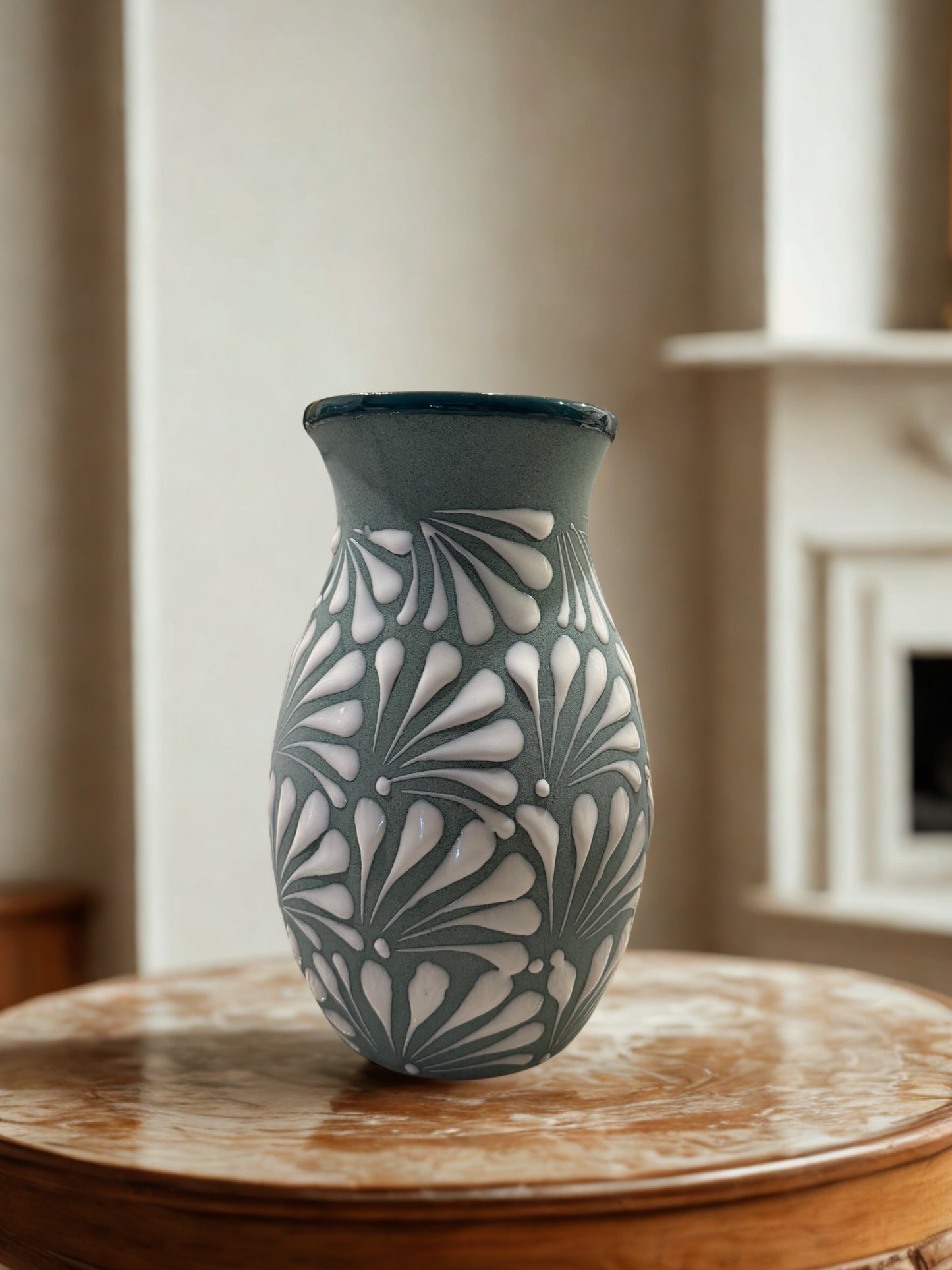 Turquoise flower vase