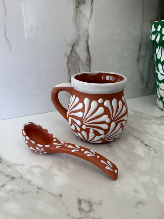 Natural with white mug&spoon