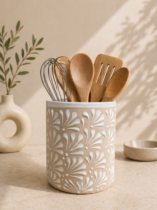 White utensil holder
