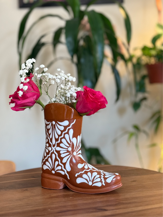 Brown Boot flower vase