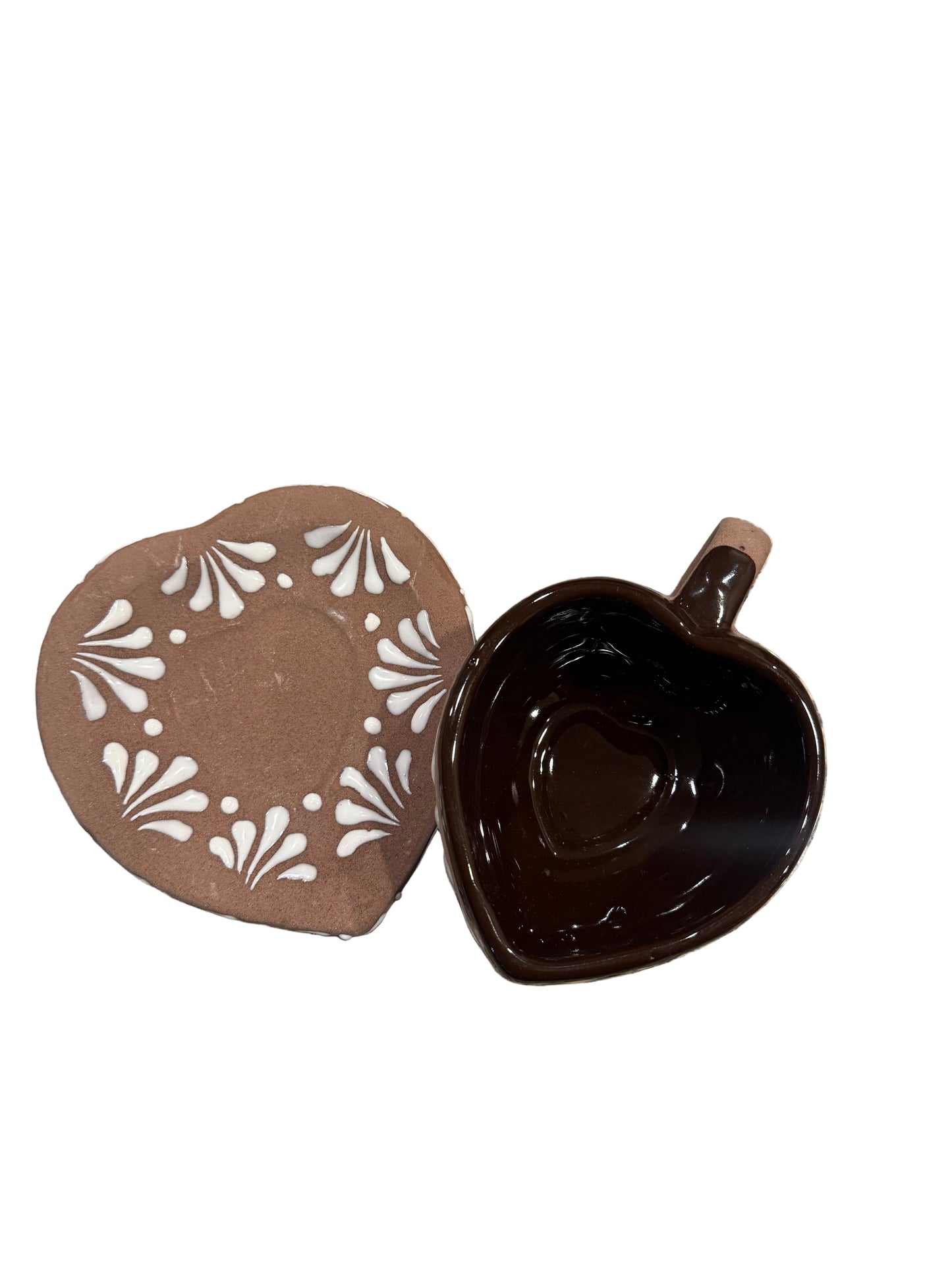 Brown heart mug&plate