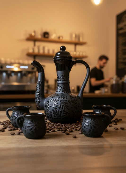 Aladdin teapot with 4 mugs