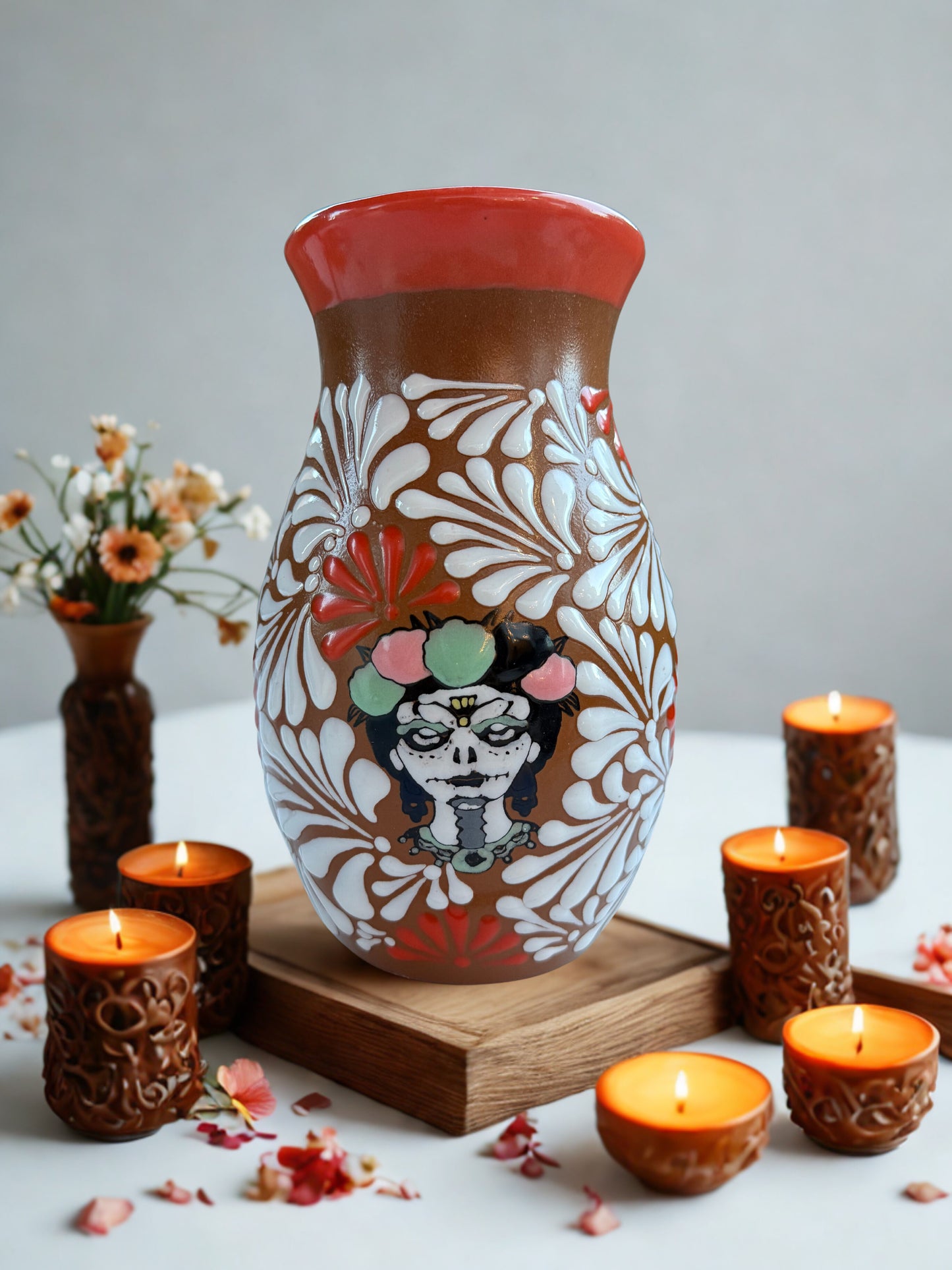 Brown catrina flower vase