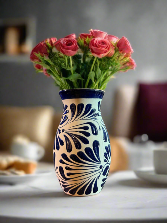 Blue flourish flower vase