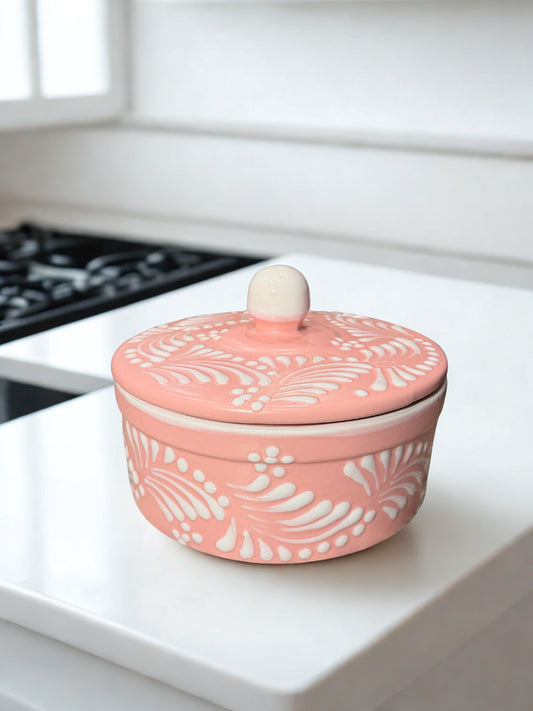 Pink with white detail tortillero