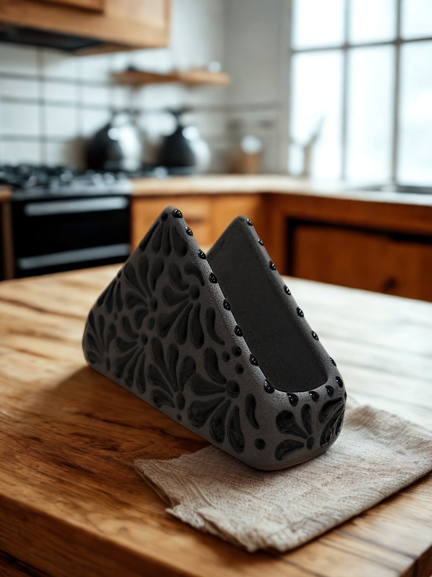 Matte black napkin holder