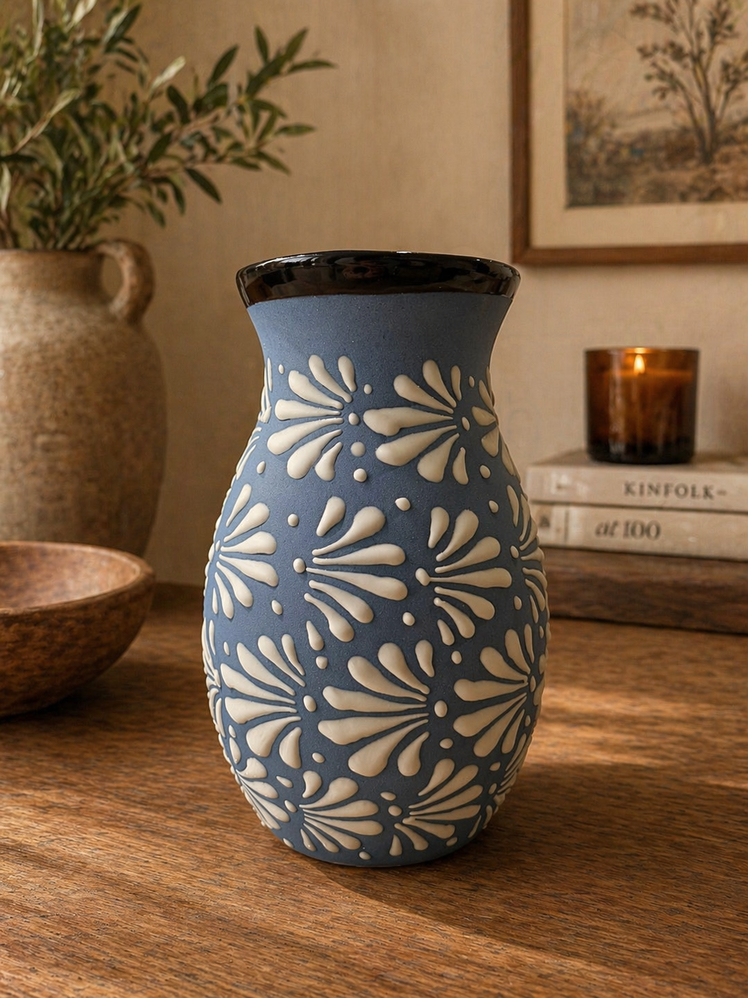 Blue flower vase
