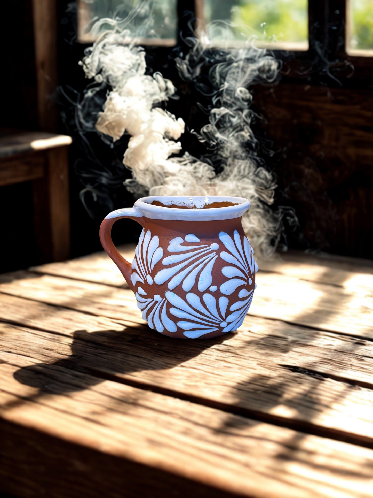 Natural and white café de olla mug