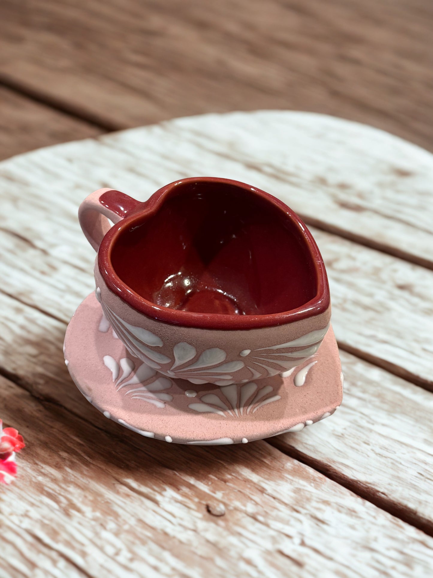 Pink heart mug&plate