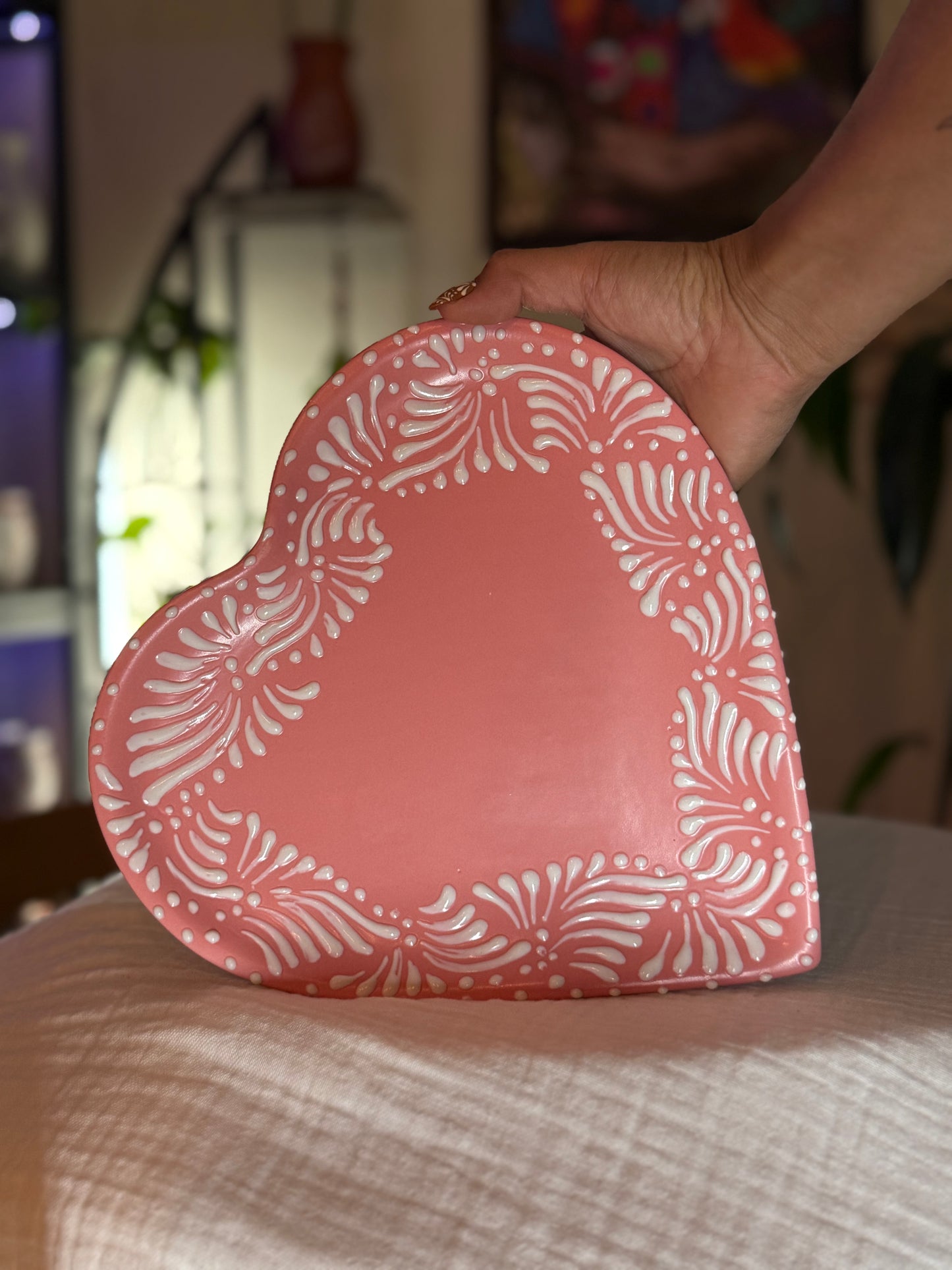 Pink heart shape plate (B)