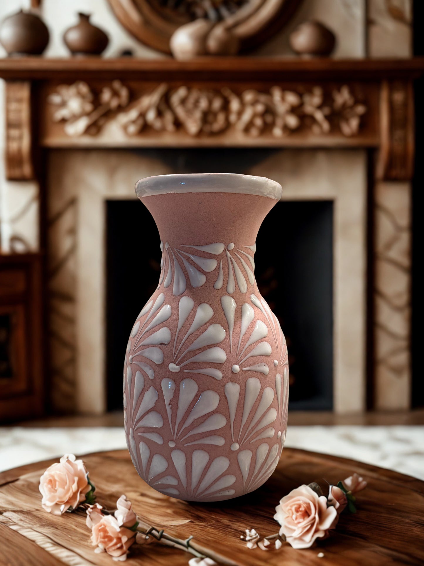 Pink and white trumpet vase