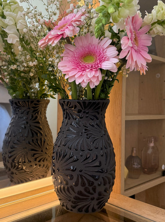 Matte black flower vases