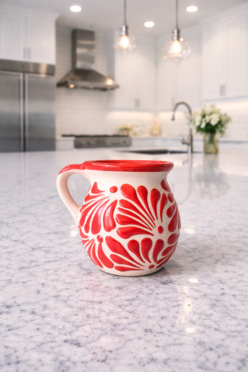 Red plumeado mug