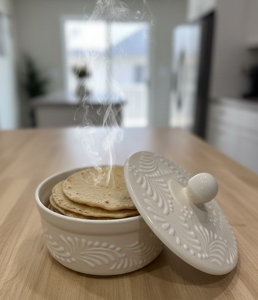 Off white tortilla warmer