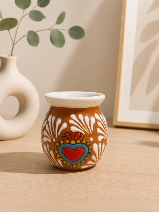 Brown and white heart cafe de olla mug