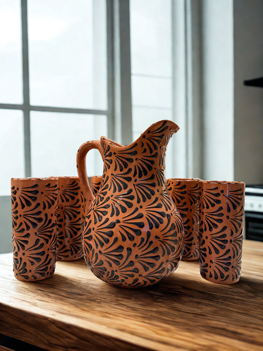 Natural and black, glazed finish