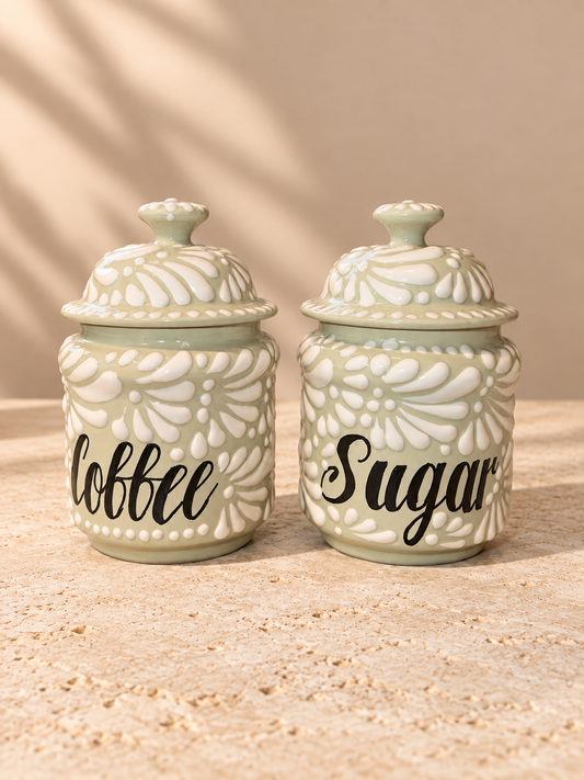 Perla de barro coffee and sugar caddies