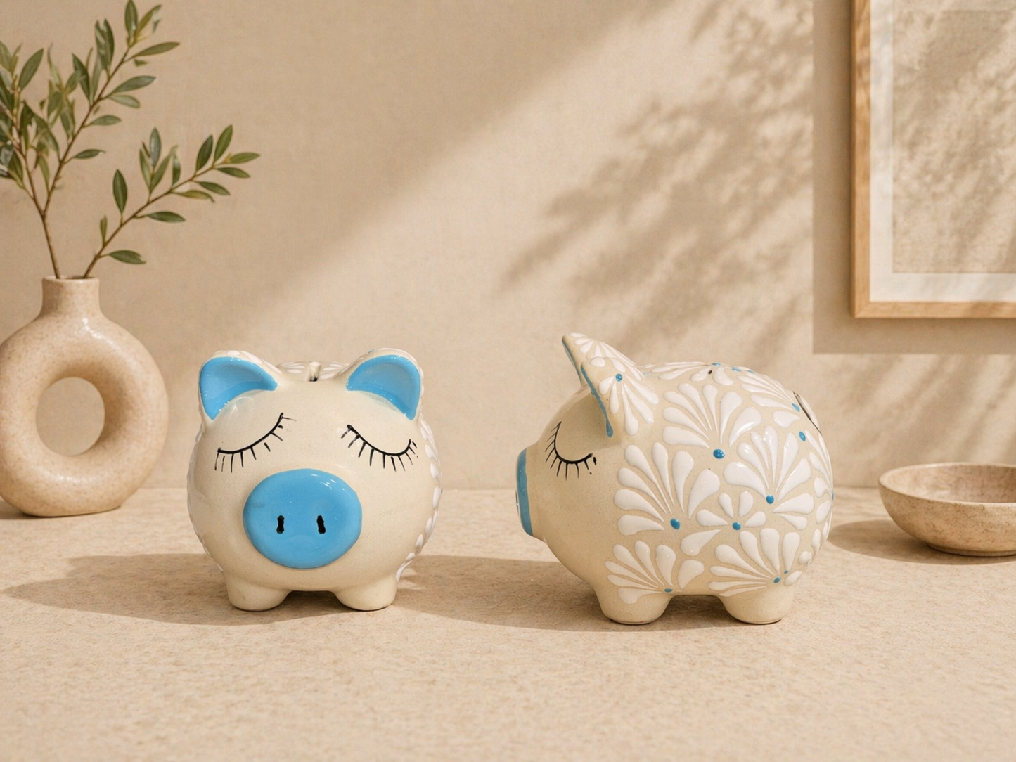 1 baby blue piggy bank