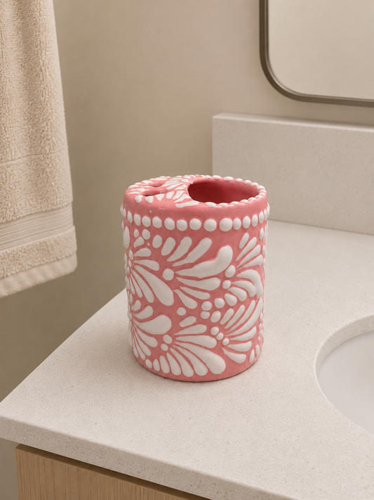 Pink toothbrush holder