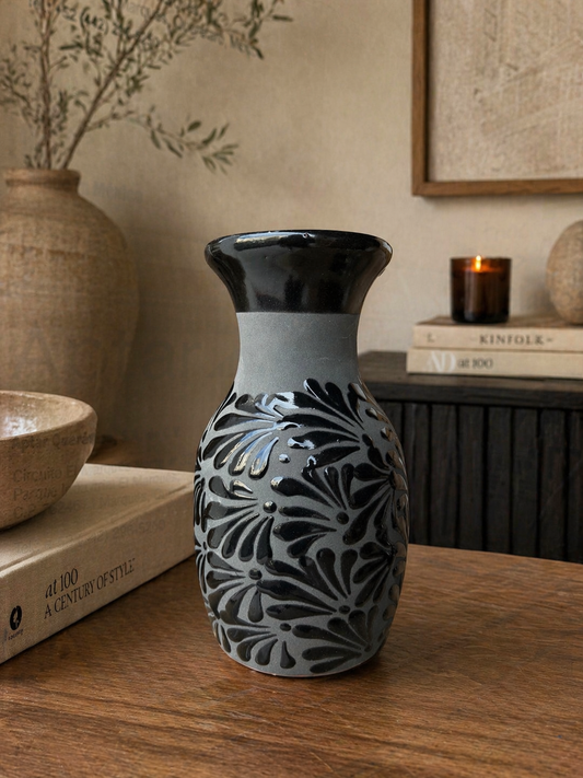 Matte black trumpet vase