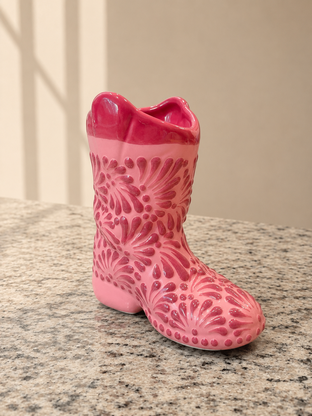 Hot pink boot vase