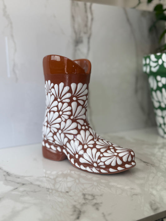 Brown Boot flower vase