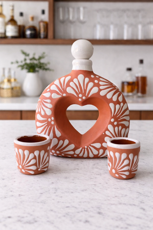 Heart bottle with 2 shot cups