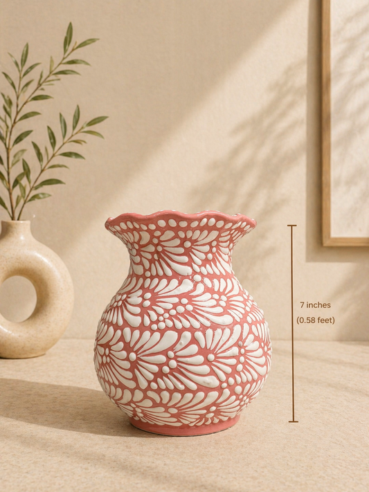 Pink Ruffled rim vase
