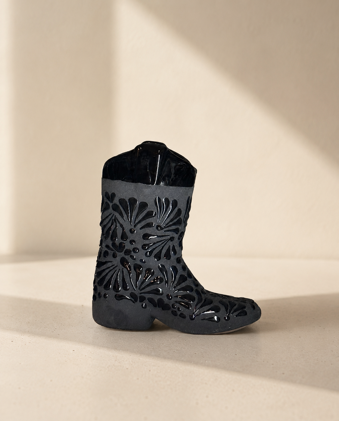 Matte black boot