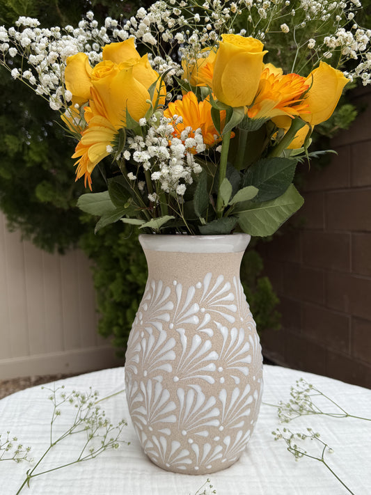 White engobe vase